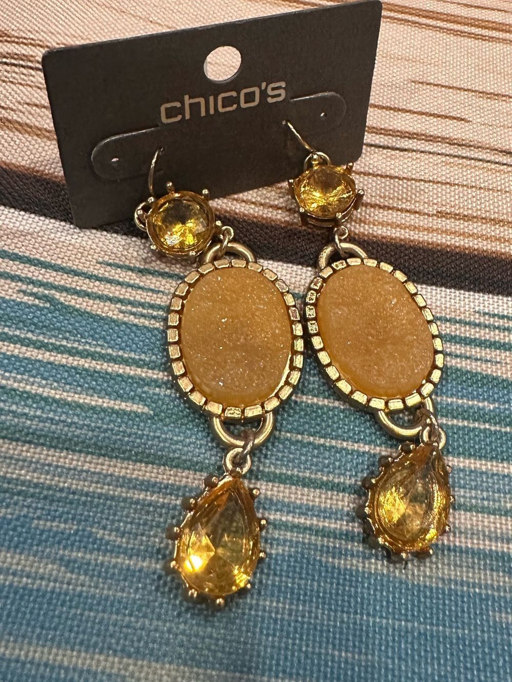Chico's Gold-Tone Earrings with Amber Accents